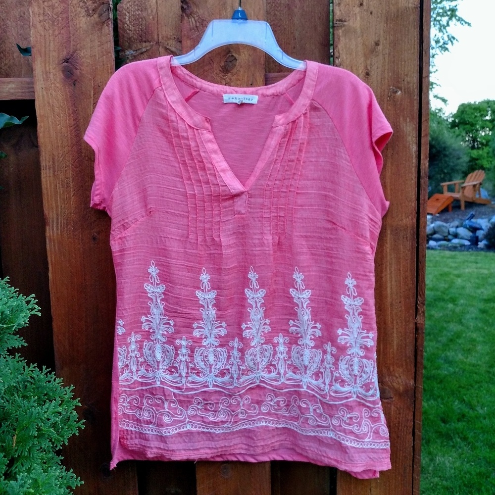 Pink Embroidered Women's Top